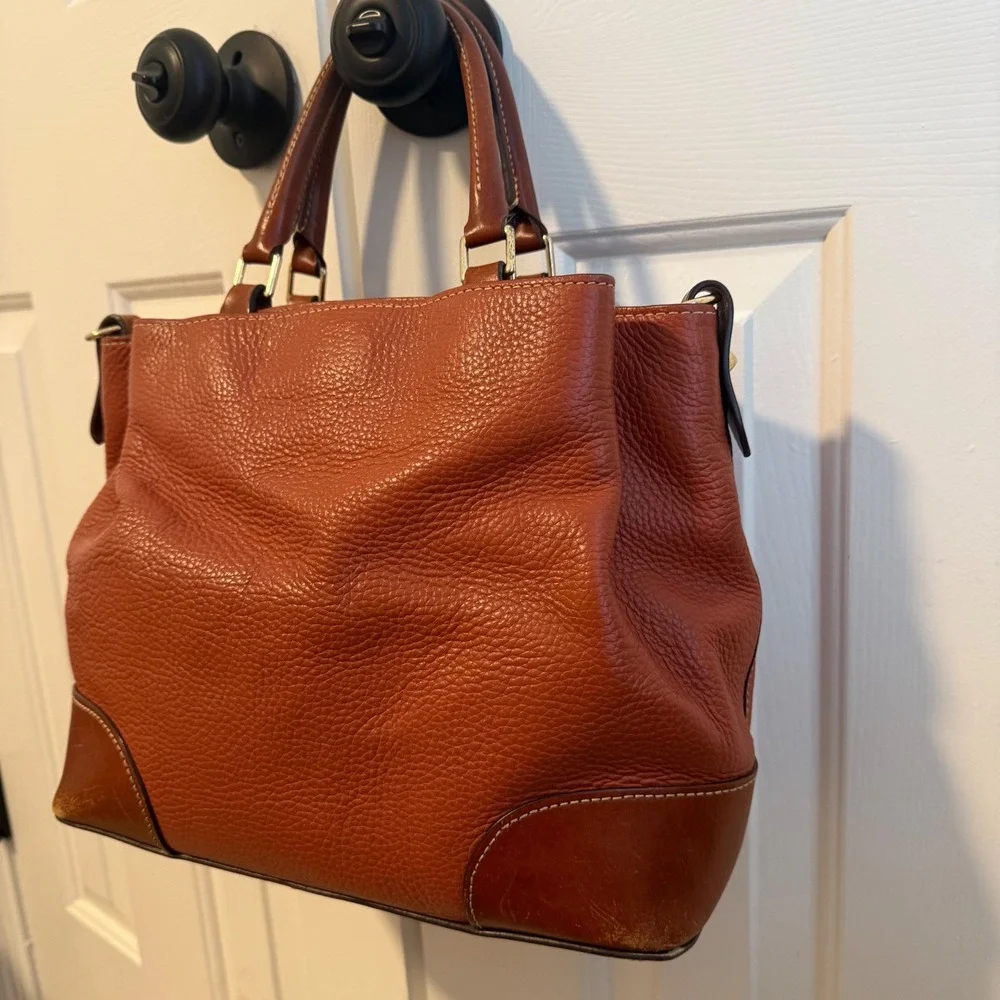 RARE Dooney Bourke Satchel Handbag Pebble Grain Leather Brenna Saddle Purse Bag